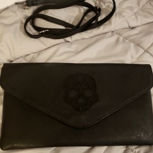 Torrid Envelope Style Clutch with Skull Lace Detail